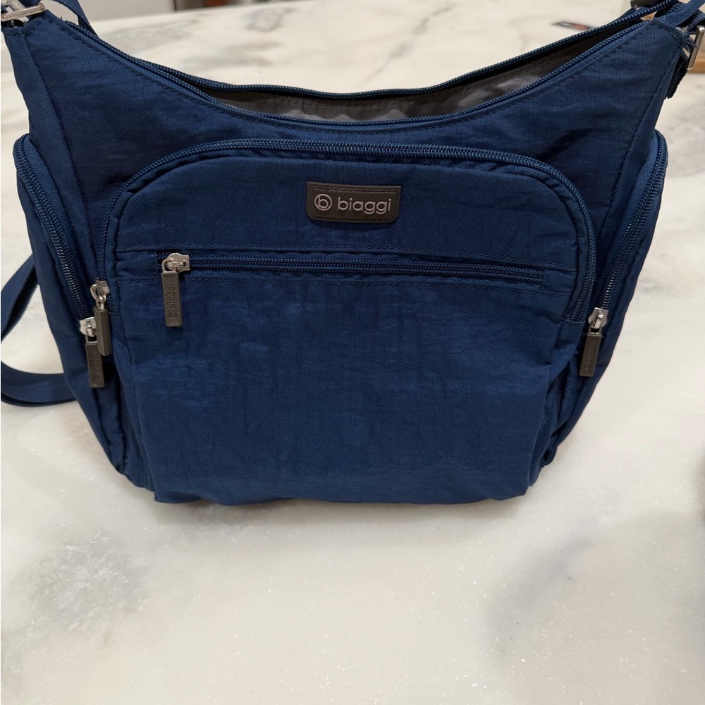 Biaggi Blue Crossbody Bag Lightweight Travel Organizer Purse